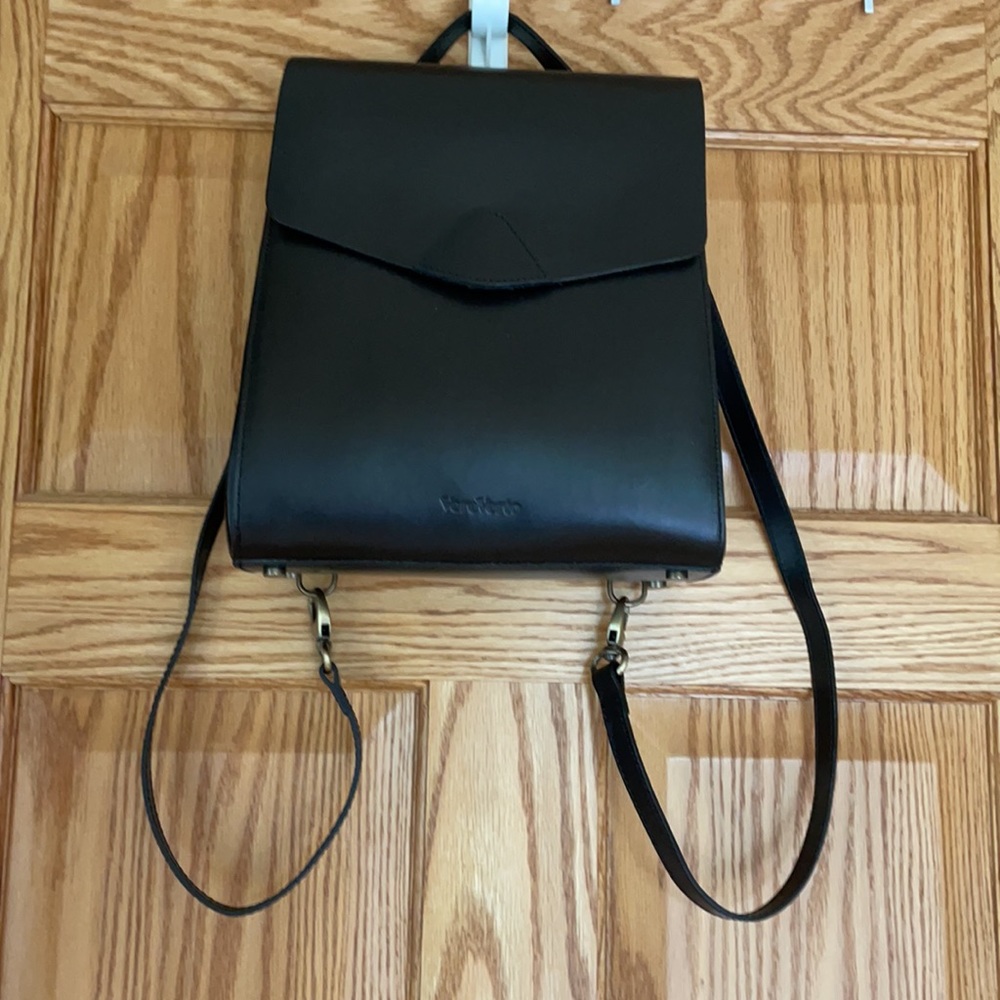 VereVerto Luxury  backpack purse Black Leather